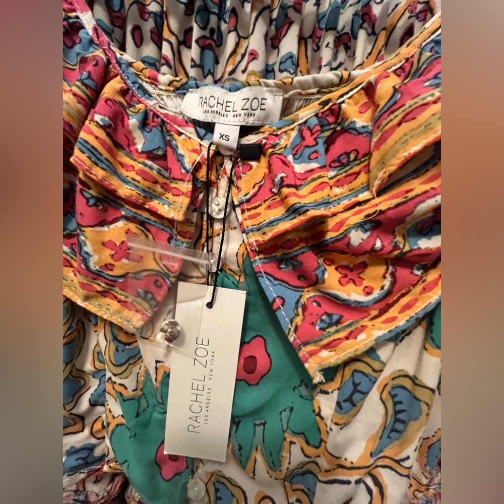 NWT Rachel Zoe Floral Multi color Ruffle Crop Top and Midi Tiered Skirt SET - Picture 4 of 14